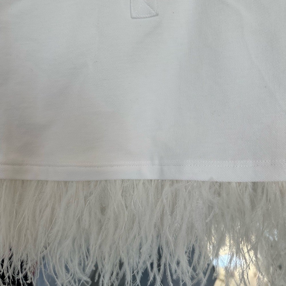 Cinq a Sept White Feather Trim Polo Shirt - Picture 2 of 4